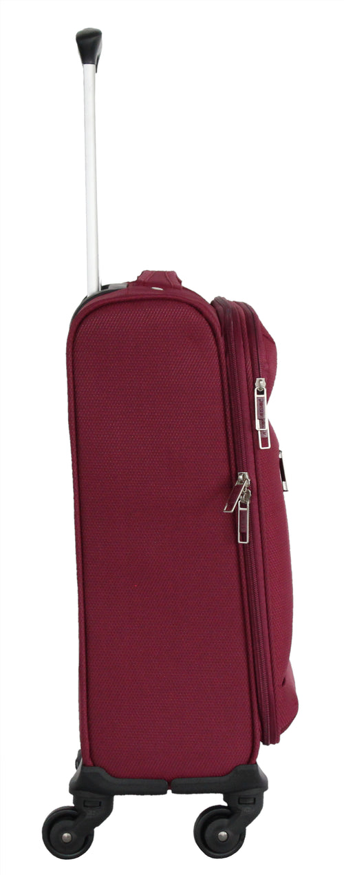 Valise taille cabine 52 cm Alistair - Collection Breeze - 4 roues - Toile souple - Rouge Bordeaux