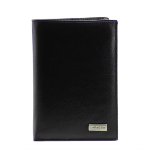 Portefeuille homme cuir noir - ELEPHANT D'OR - N1335 - Fermeture zippée - 10 emplacements pour cartes