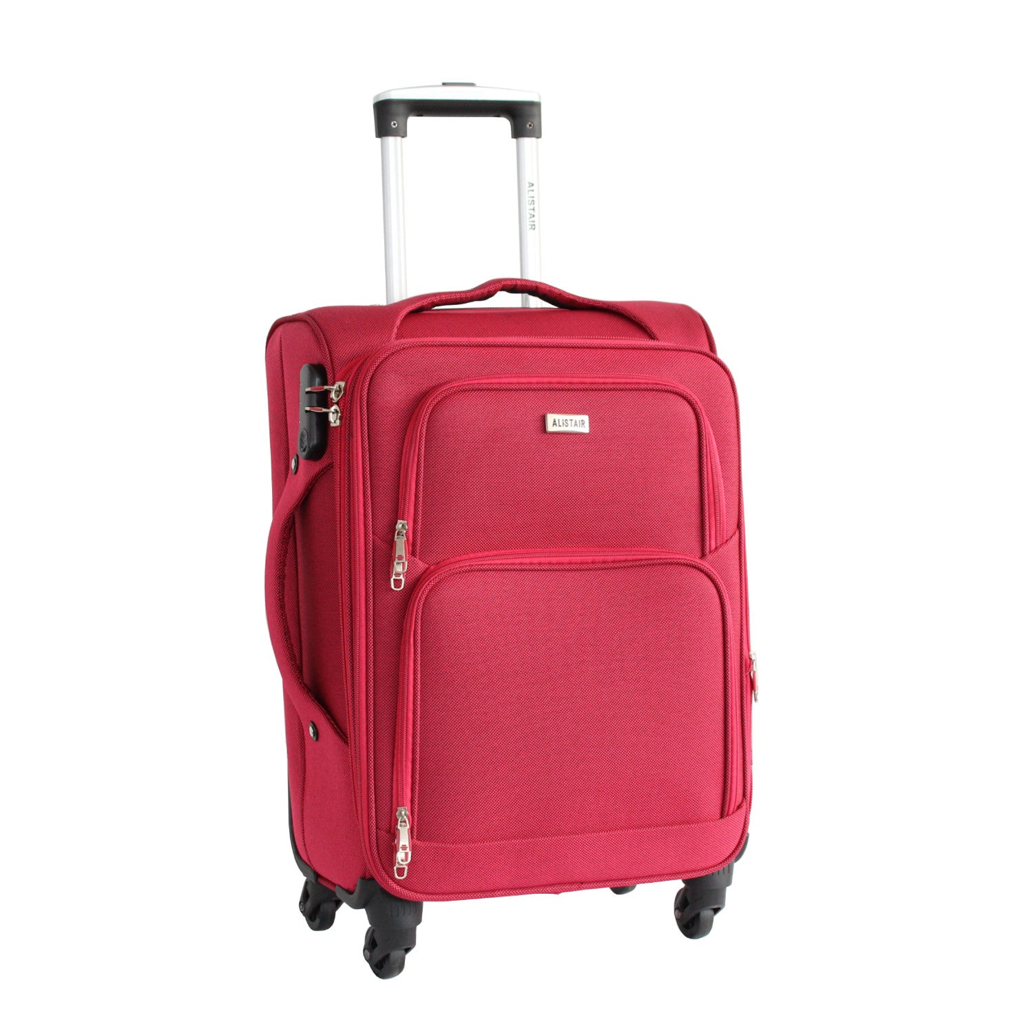 Valise cabine Alistair - Collection Plume 2.0 - 4 roues - Toile souple - Rouge