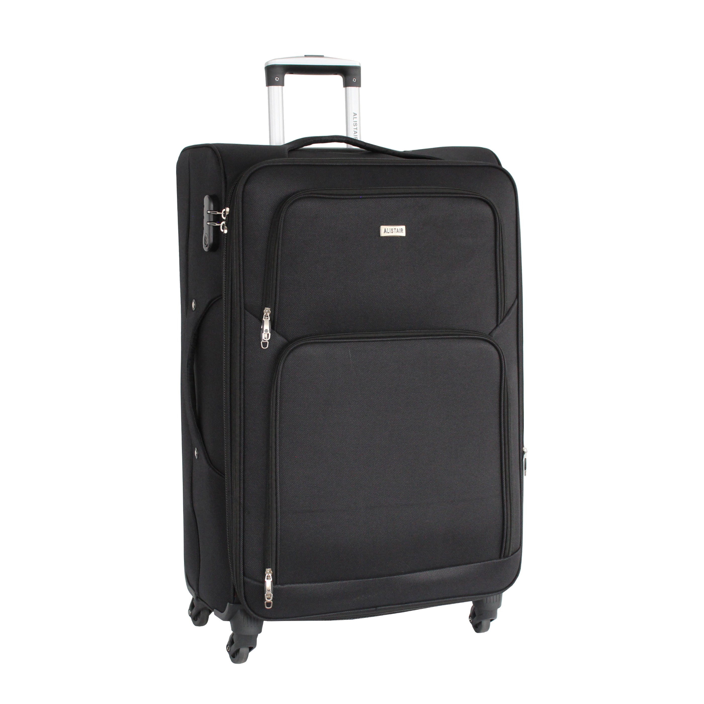 Valise grande taille Alistair - Collection Plume 2.0 - 4 roues - Toile souple - Noir