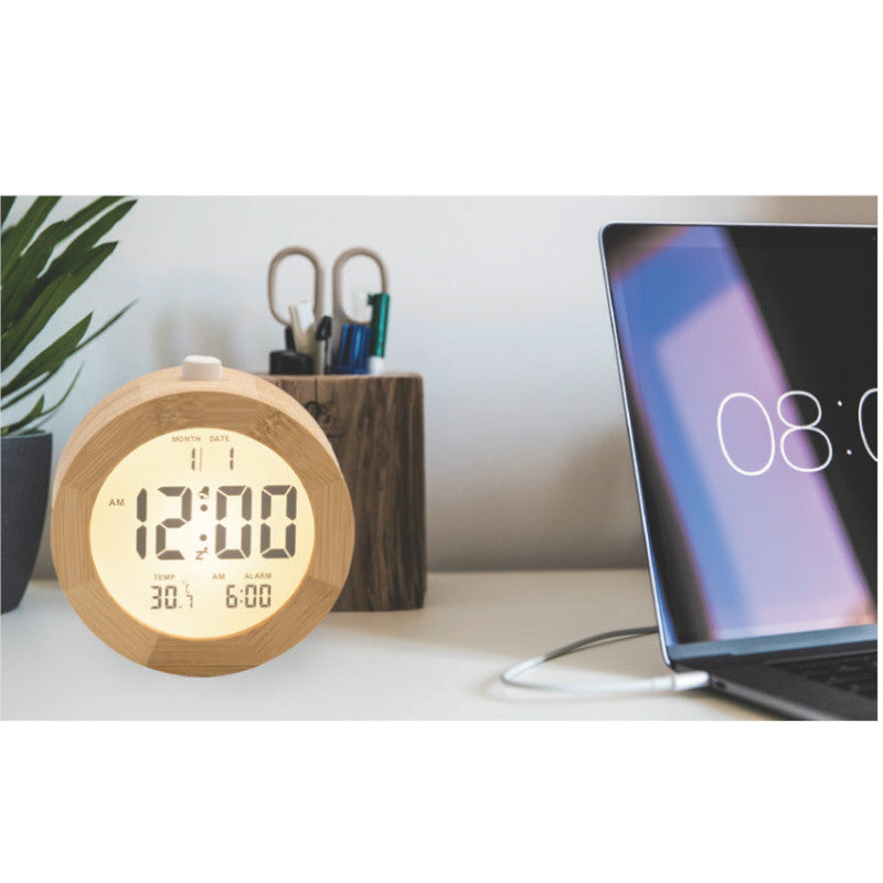 Wooden LCD Alarm Clock personnalisable