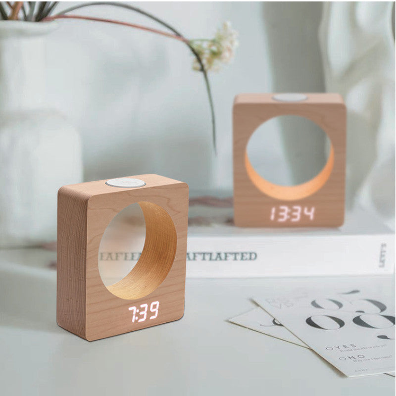 Wooden Night-lamp Alarm Clock personnalisable