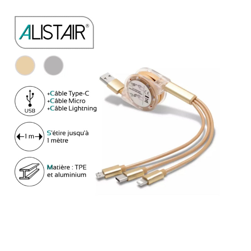Trois en Un - CATEGORIE_Câble de recharge rétractable