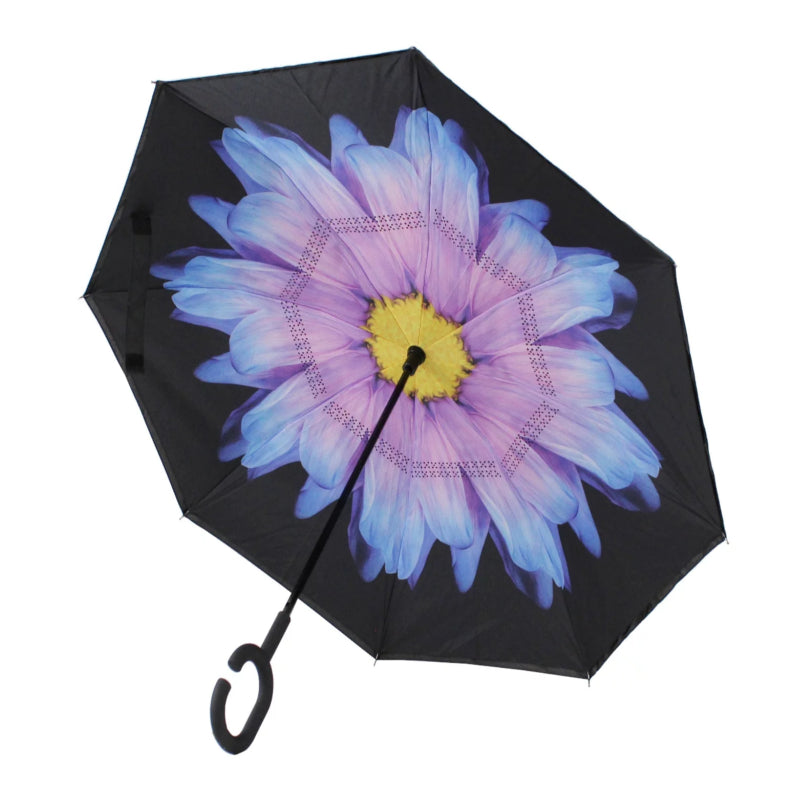 Parapluie Solide Double Couche pour Anti-Retournement Anti-Vent Anti-Tempête  Anti-UV Bleu